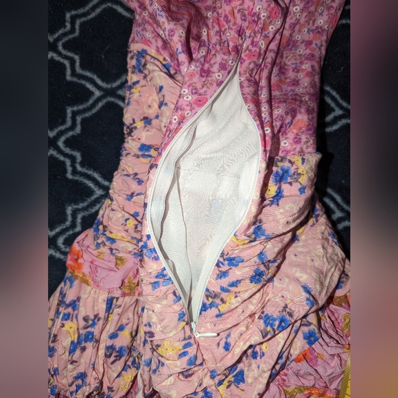 Pink Ripple Floral Ruffled Dress M - Picture 8 of 10